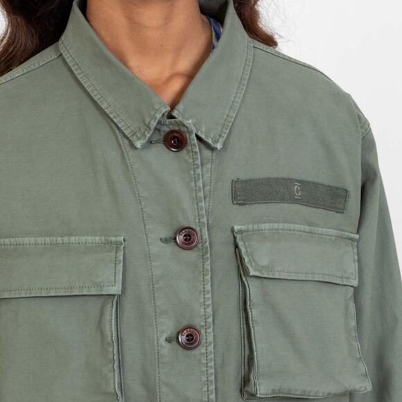 closed blix green army military button front cotton shacket jacket small new - Picture 4 of 7